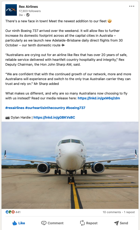 Good example of persuasion in this post by Rex Airlines