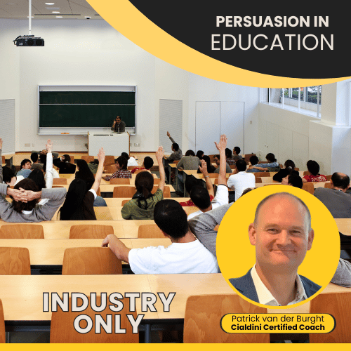 Persuasion in Education showcase for Universities and Adult Education Facilities. Using Dr Cialdini principles to increase course sales and to offer real world readiness training to students entering the work force.