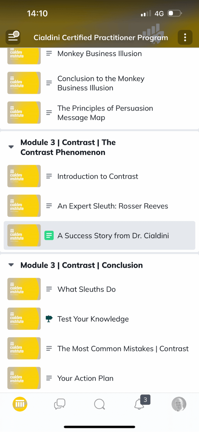 Cialdini Certified Practitioner Course on the Cialdini Community App