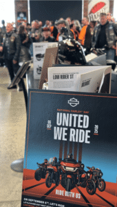 Motorcycle enthusiasts gather at the end of the United We Ride event
