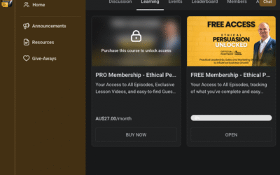 Ethical Persuasion Unlocked podcast membership portal