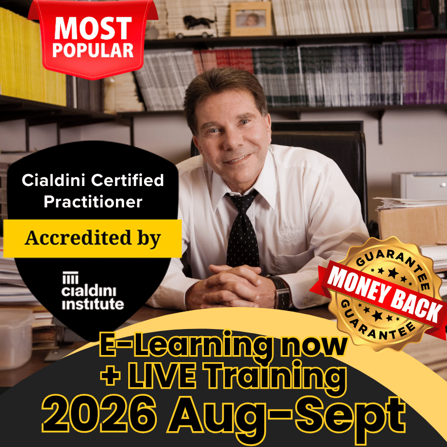 Cialdini Certified Practitioner Course with Live Training Sessions, starting August 2026 - with 100% Money Back Guarantee