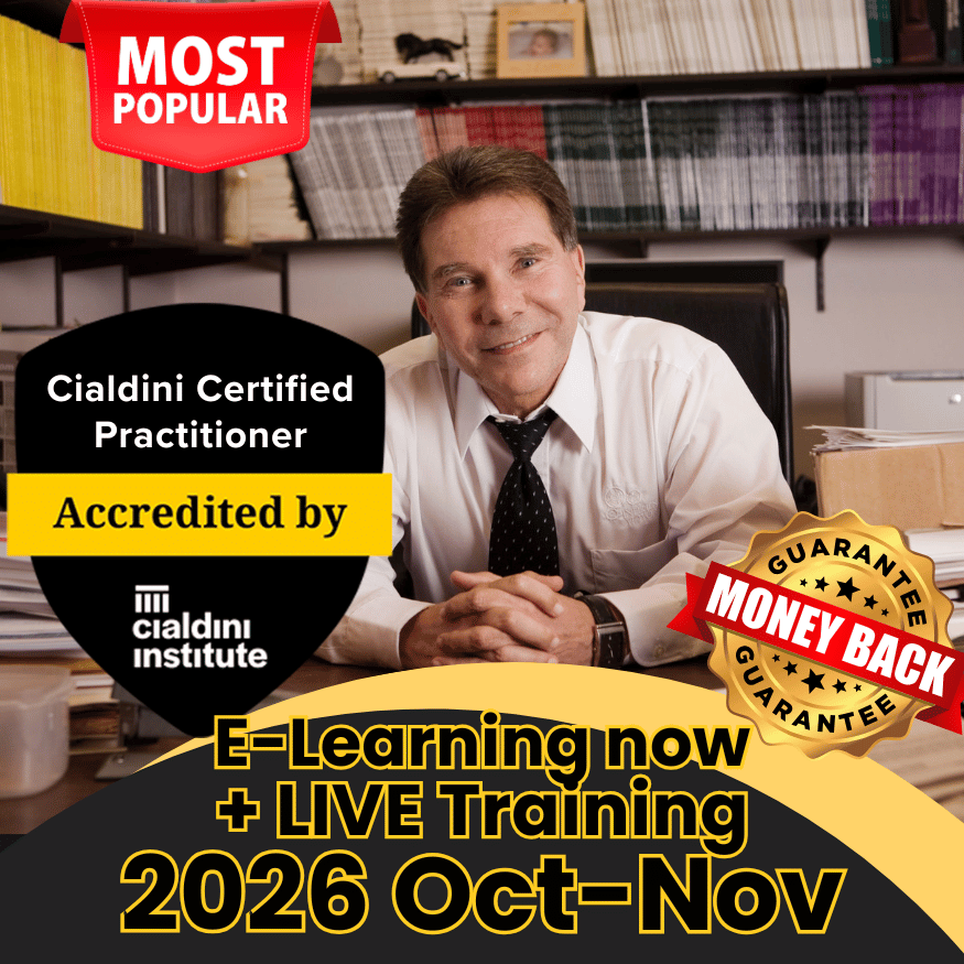 Cialdini Certified Practitioner Course with Live Training Sessions, starting October 2026 - with 100% Money Back Guarantee